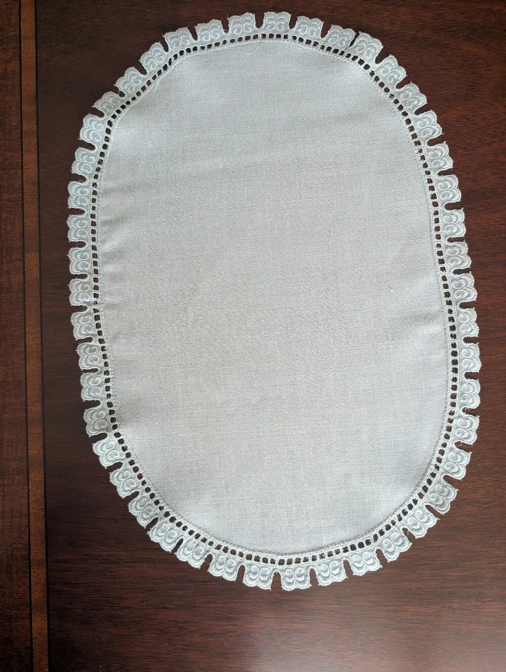 Matouk Light Blue Oval Lace-Edge Placemat